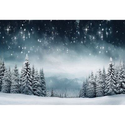 Sötétkék égbolt Hold Csillogó Csillag Fotó Háttér Karácsony Tél Fenyő Erdő Hó Éjszakai Természeti jelenet fotó háttér
