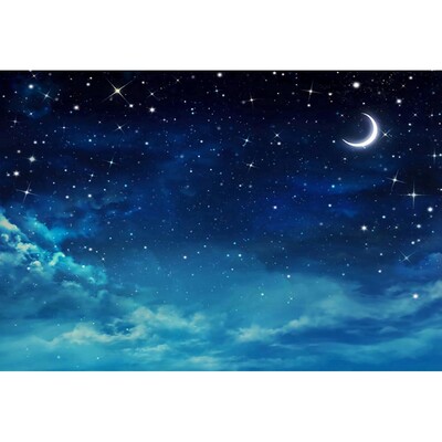 Sötétkék égbolt Hold Csillogó Csillag Fotó Háttér Karácsony Tél Fenyő Erdő Hó Éjszakai Természeti jelenet fotó háttér