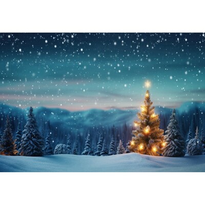 Sötétkék égbolt Hold Csillogó Csillag Fotó Háttér Karácsony Tél Fenyő Erdő Hó Éjszakai Természeti jelenet fotó háttér