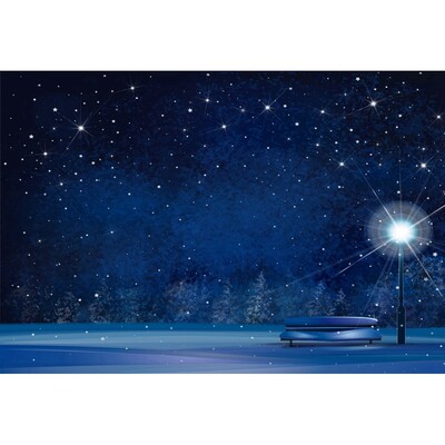 Sötétkék égbolt Hold Csillogó Csillag Fotó Háttér Karácsony Tél Fenyő Erdő Hó Éjszakai Természeti jelenet fotó háttér