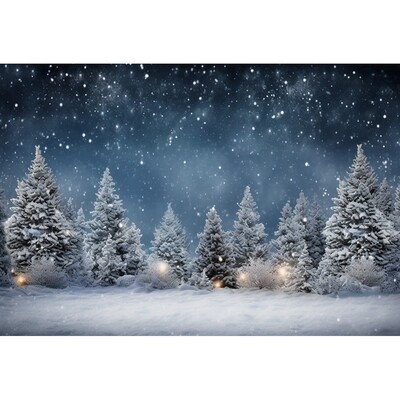 Sötétkék égbolt Hold Csillogó Csillag Fotó Háttér Karácsony Tél Fenyő Erdő Hó Éjszakai Természeti jelenet fotó háttér