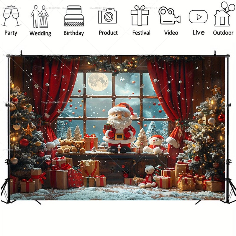 Karácsonyi fotózás Háttér Mikulás Kandalló Vinyl fénykép Háttér Karácsonyi Party kellékek Kezdőlap