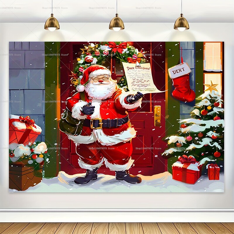 Karácsonyi fotózás Háttér Mikulás Kandalló Vinyl fénykép Háttér Karácsonyi Party kellékek Kezdőlap