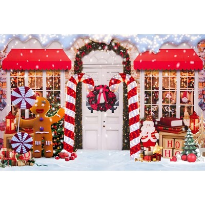 Boldog karácsonyt háttér fotózás Hátterek karácsonyi piros ház mézeskalács tél hó háttér dekoráció baba zuhany stúdió kellékek