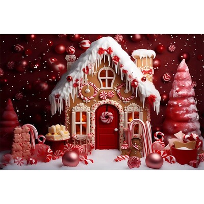 Boldog karácsonyt háttér fotózás Hátterek karácsonyi piros ház mézeskalács tél hó háttér dekoráció baba zuhany stúdió kellékek