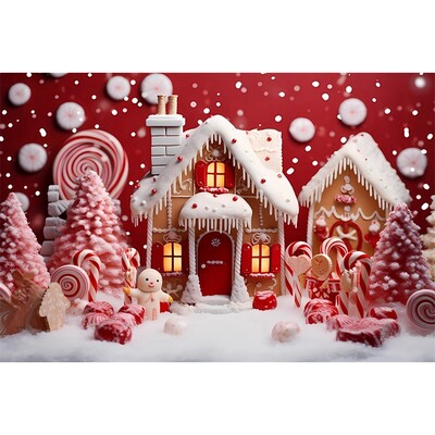 Boldog karácsonyt háttér fotózás Hátterek karácsonyi piros ház mézeskalács tél hó háttér dekoráció baba zuhany stúdió kellékek