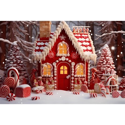 Boldog karácsonyt háttér fotózás Hátterek karácsonyi piros ház mézeskalács tél hó háttér dekoráció baba zuhany stúdió kellékek