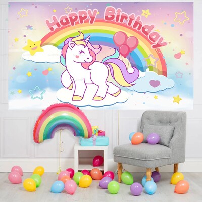 Βινυλικό σκηνικό Disney Unicorn για πάρτι γενεθλίων, Baby Showers, διακόσμηση εκδηλώσεων, Fantasy Unicorn Photography Prop, Banner πάρτι