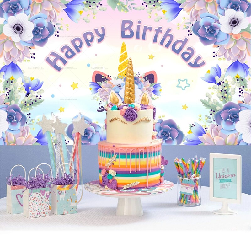 Disney Unicorn bakelit hátterek születésnapi partikhoz, babazuhanyok, rendezvénydekoráció, fantázia egyszarvú fényképezési kellék, buliszalag