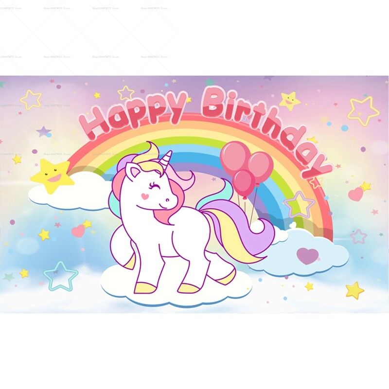 Disney Unicorn bakelit hátterek születésnapi partikhoz, babazuhanyok, rendezvénydekoráció, fantázia egyszarvú fényképezési kellék, buliszalag