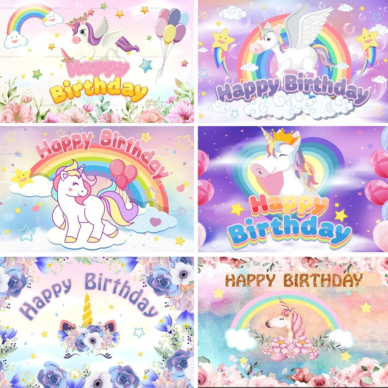 Disney Unicorn bakelit hátterek születésnapi partikhoz, babazuhanyok, rendezvénydekoráció, fantázia egyszarvú fényképezési kellék, buliszalag