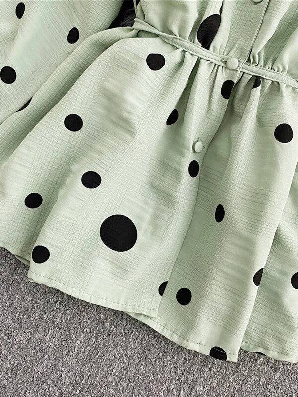 Bluză neregulată pentru femei, cămăși din șifon cu buline, toamnă, mâneci bufante, franțuzești, talie tăiată, bluză feminină, topuri PL521