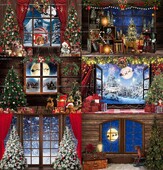 Boldog karácsonyfa ablakdísz háttér Mikulás Hold éjszaka Háttér Fotózás Banner Fesztivál újévi buli díszek