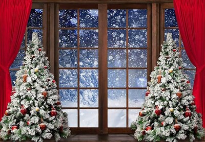 Boldog karácsonyfa ablakdísz háttér Mikulás Hold éjszaka Háttér Fotózás Banner Fesztivál újévi buli díszek