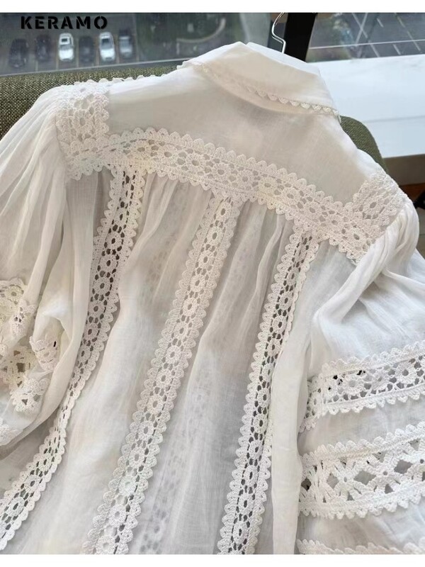 2024-es nyár, elegáns, édes, lehajtható gallérral ellátott luxus elegáns ing női kauzális tömör blúzok, egysoros, vájt pólók felső