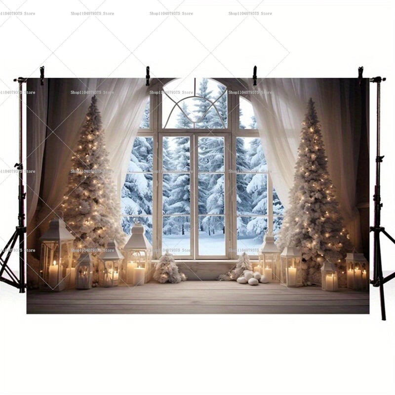 Téli karácsony vidéki fotózás háttér hó jelenet party dekoráció háttér esemény háttér baba zuhany lány