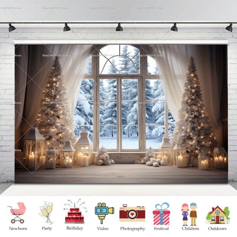 Téli karácsony vidéki fotózás háttér hó jelenet party dekoráció háttér esemény háttér baba zuhany lány