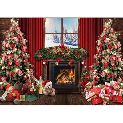 Karácsonyi fotózás hátterek Ablak Hó Fenyőfa Ház dekoráció Háttér Téli fotóstúdió lőfülke kellékek