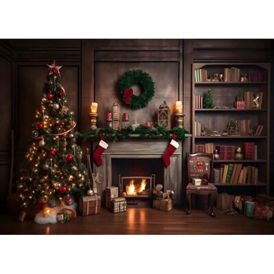 Karácsonyi fotózás hátterek Ablak Hó Fenyőfa Ház dekoráció Háttér Téli fotóstúdió lőfülke kellékek