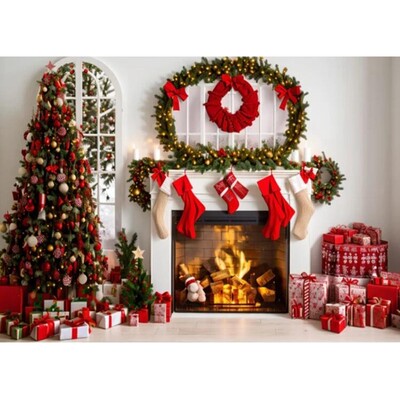 Karácsonyi fotózás hátterek Ablak Hó Fenyőfa Ház dekoráció Háttér Téli fotóstúdió lőfülke kellékek