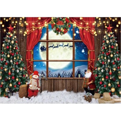 Karácsonyi fotózás hátterek Ablak Hó Fenyőfa Ház dekoráció Háttér Téli fotóstúdió lőfülke kellékek