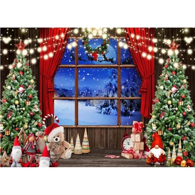 Karácsonyi fotózás hátterek Ablak Hó Fenyőfa Ház dekoráció Háttér Téli fotóstúdió lőfülke kellékek