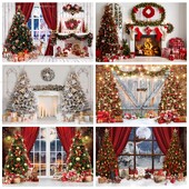 Karácsonyfa háttér Karácsonyi kandalló ablak Mikulás ajándék téglafal Téli felnőtt családi buli babafotózás