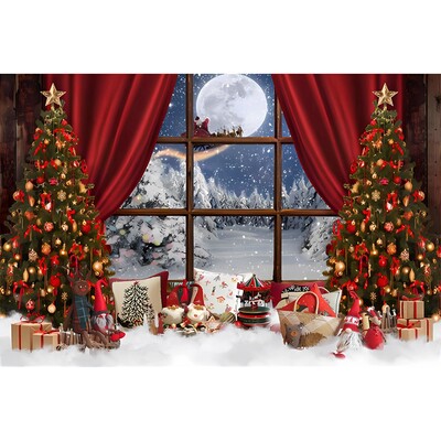 Karácsonyfa háttér Karácsonyi kandalló ablak Mikulás ajándék téglafal Téli felnőtt családi buli babafotózás