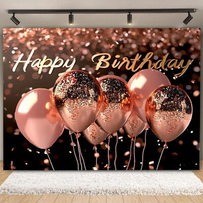 Fundal pentru petrecere de naștere cu sclipici auriu, albastru, balon, stand, banner, afiș, fundal pentru adulți, pentru petreceri cu tematică, cadouri