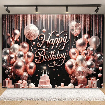 Fundal pentru petrecere de naștere cu sclipici auriu, albastru, balon, stand, banner, afiș, fundal pentru adulți, pentru petreceri cu tematică, cadouri