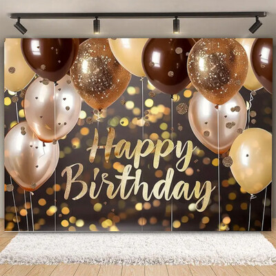Fundal pentru petrecere de naștere cu sclipici auriu, albastru, balon, stand, banner, afiș, fundal pentru adulți, pentru petreceri cu tematică, cadouri