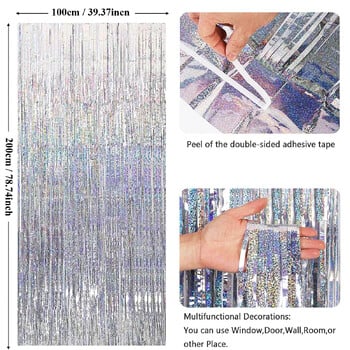 1M * 2M Laser Rain Μεταξωτές Κουρτίνες Γενέθλια και Διακόσμηση Σκηνής Πρωτοχρονιάς Πόρτα Σκηνή γάμου Φούντα τοίχου