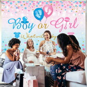 1db 1,5 * 1M kék és rózsaszín nemet feltáró háttérkendő baba- és gyerekbuli dekorációs háttérkendőhöz