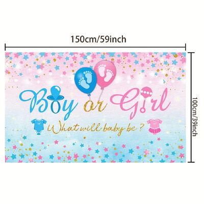 1db 1,5 * 1M kék és rózsaszín nemet feltáró háttérkendő baba- és gyerekbuli dekorációs háttérkendőhöz