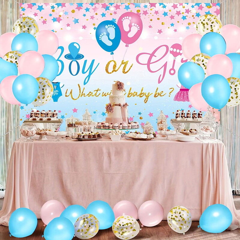 1db 1,5 * 1M kék és rózsaszín nemet feltáró háttérkendő baba- és gyerekbuli dekorációs háttérkendőhöz