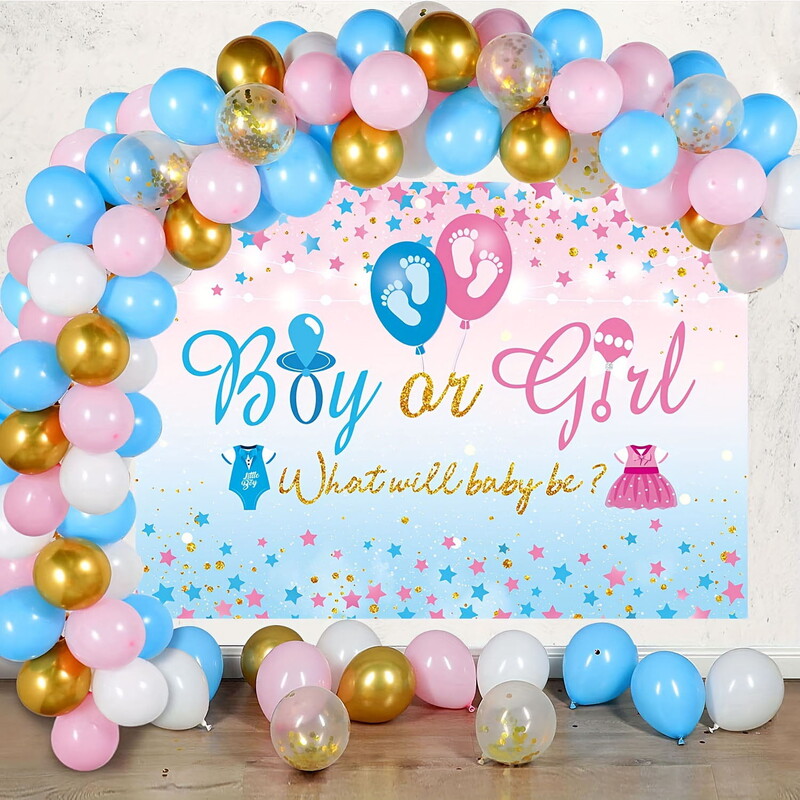 1db 1,5 * 1M kék és rózsaszín nemet feltáró háttérkendő baba- és gyerekbuli dekorációs háttérkendőhöz