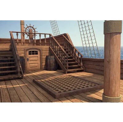 Piratų laivo kapitono fonas Kūdikio gimtadienio nuotraukos fono lobių žemėlapis Laivas krovinys medinės lentos šaudymo vakarėlio fonas