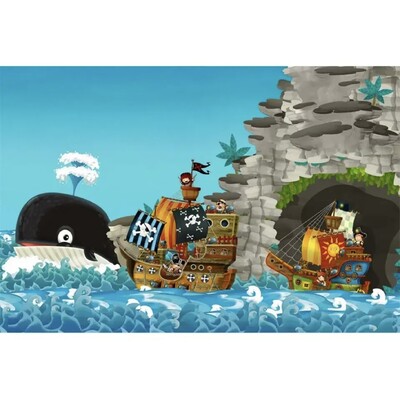 Piratų laivo kapitono fonas Kūdikio gimtadienio nuotraukos fono lobių žemėlapis Laivas krovinys medinės lentos šaudymo vakarėlio fonas
