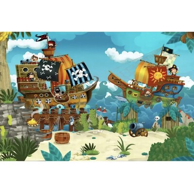 Piratų laivo kapitono fonas Kūdikio gimtadienio nuotraukos fono lobių žemėlapis Laivas krovinys medinės lentos šaudymo vakarėlio fonas
