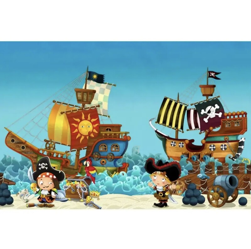 Kalózhajó kapitány háttér baba születésnapi fotó háttér kincses térkép Hajó rakomány fa deszka lövöldözős party háttér