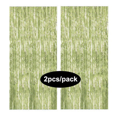 Pachet de 2 perdele din folie argintiu, negru, aur, roz, aur, sclipici, draperii cu franjuri, pentru decorațiuni de fundal pentru petrecerea de nuntă.