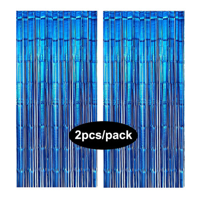 Pachet de 2 perdele din folie argintiu, negru, aur, roz, aur, sclipici, draperii cu franjuri, pentru decorațiuni de fundal pentru petrecerea de nuntă.