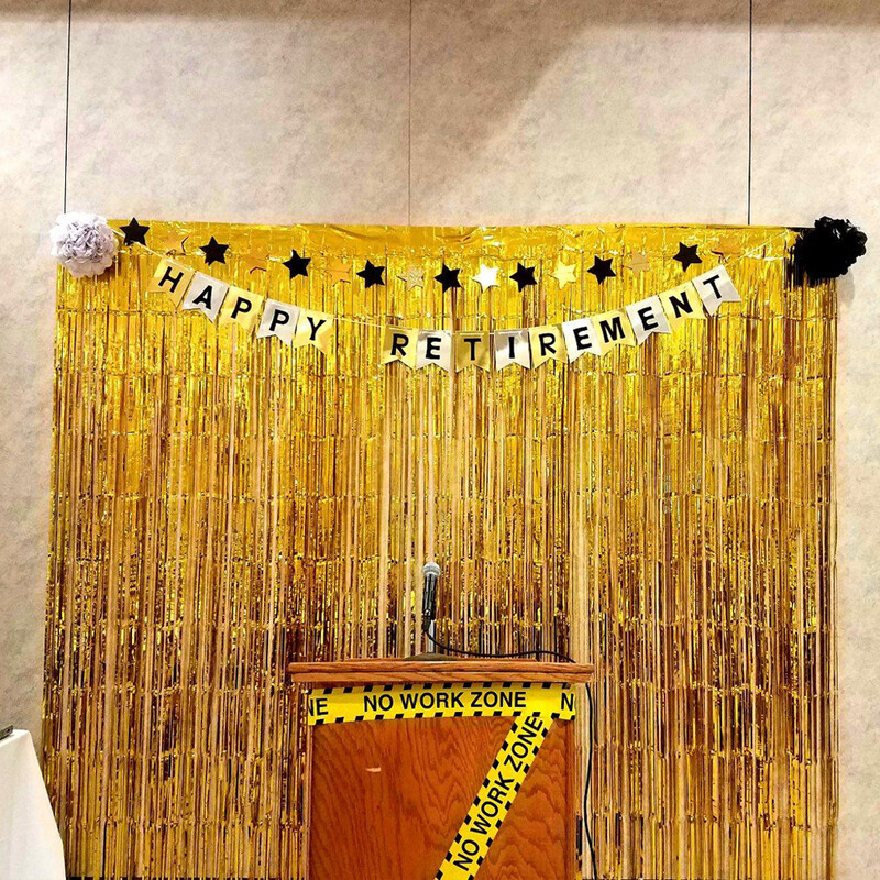 Pachet de 2 perdele din folie argintiu, negru, aur, roz, aur, sclipici, draperii cu franjuri, pentru decorațiuni de fundal pentru petrecerea de nuntă.