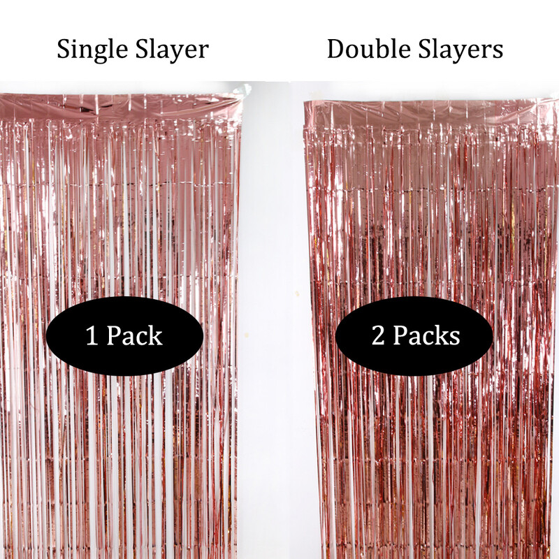 Pachet de 2 perdele din folie argintiu, negru, aur, roz, aur, sclipici, draperii cu franjuri, pentru decorațiuni de fundal pentru petrecerea de nuntă.
