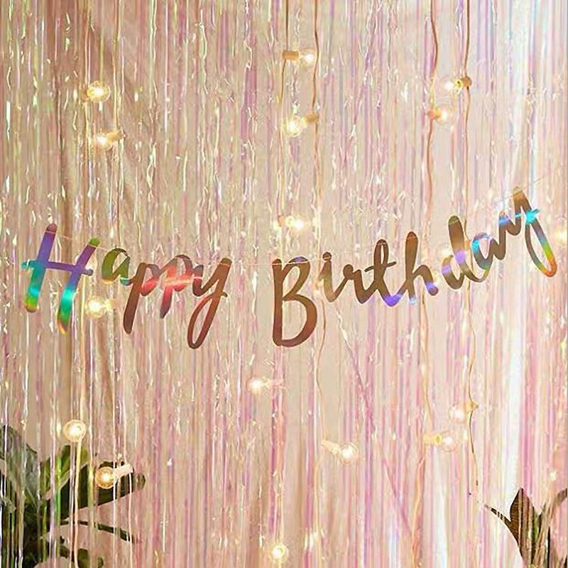 Gyönyörű hátterű függönyök talmi rojtos fóliafüggöny Egyszarvú születésnapi parti Háttér zuhany Esküvői dekoráció Fotófülke kellék