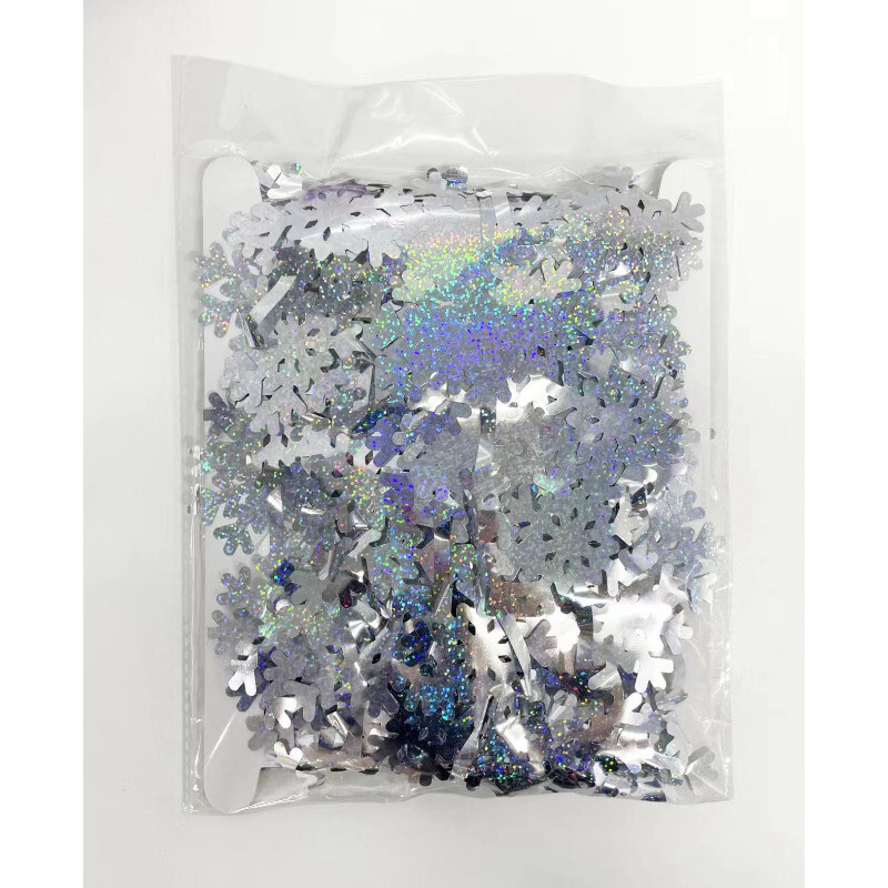 Irizáló lézeres hópehely esőfólia függöny akasztós party háttérdísz karácsonyi bulihoz téli parti háttér dekoráció