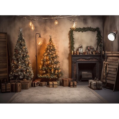 Linksmų Kalėdų fotografijos fonas Kalėdų eglutė Sniego dovana Šeimos vakarėlio dekoras Fonas Kūdikio portreto fotografijos fotostudija
