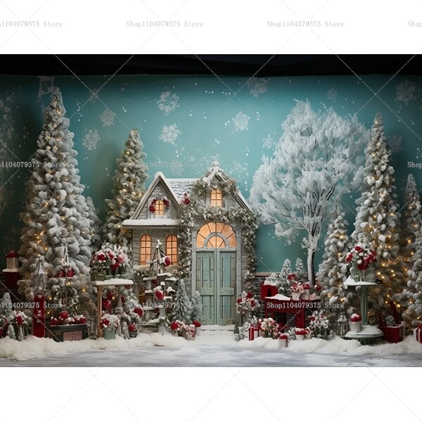 Linksmų Kalėdų fotografijos fonas Kalėdų eglutė Sniego dovana Šeimos vakarėlio dekoras Fonas Kūdikio portreto fotografijos fotostudija