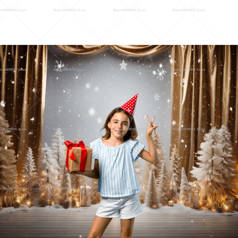 Linksmų Kalėdų fotografijos fonas Kalėdų eglutė Sniego dovana Šeimos vakarėlio dekoras Fonas Kūdikio portreto fotografijos fotostudija