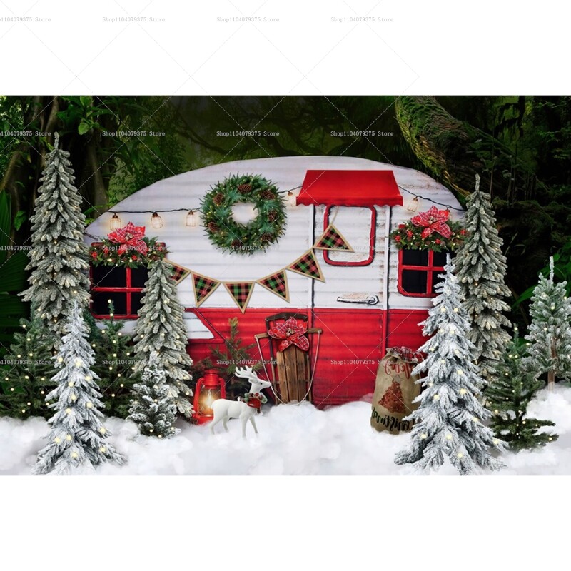 Karácsonyi fotózás Háttér Ablak Kandalló Baba Családi portré Fotóhívás Banner Karácsonyfa beltéri dekoráció Háttér